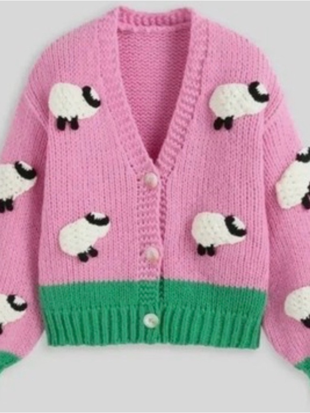 🐑 Dreamers by Debut Pink Counting Sheep Knit Cardigan Sweater 🐑 - Picture 7 of 8